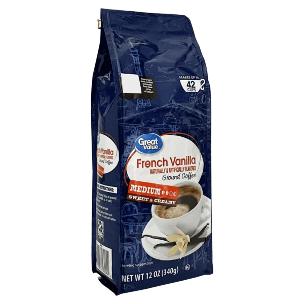 Great Value French Vanilla Medium Roast Ground Coffee, 12 oz, Bag